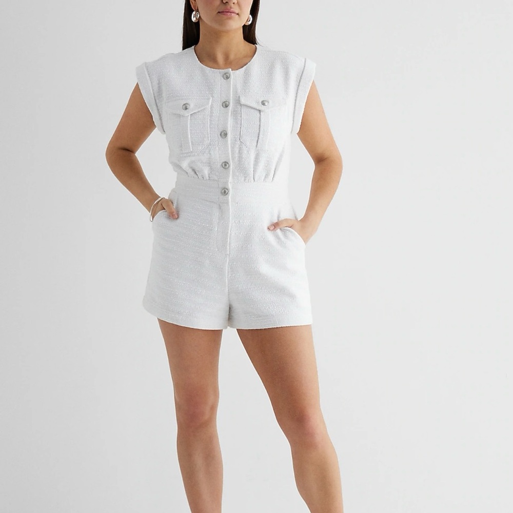 EXPRESS Tweed Sleevless Utility Romper